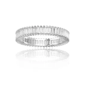 White Topaz Veritcal Baguette Eternity Ring