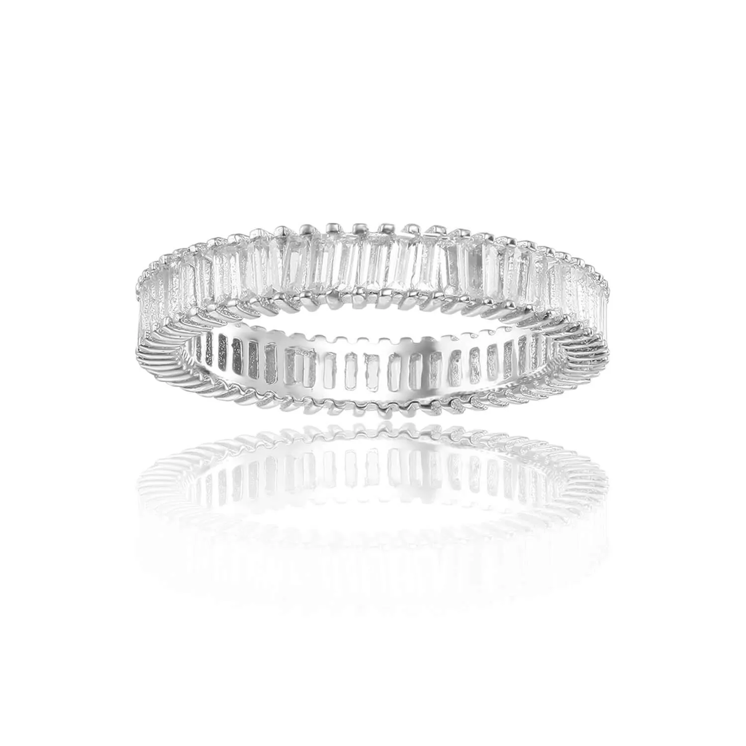 White Topaz Veritcal Baguette Eternity Ring