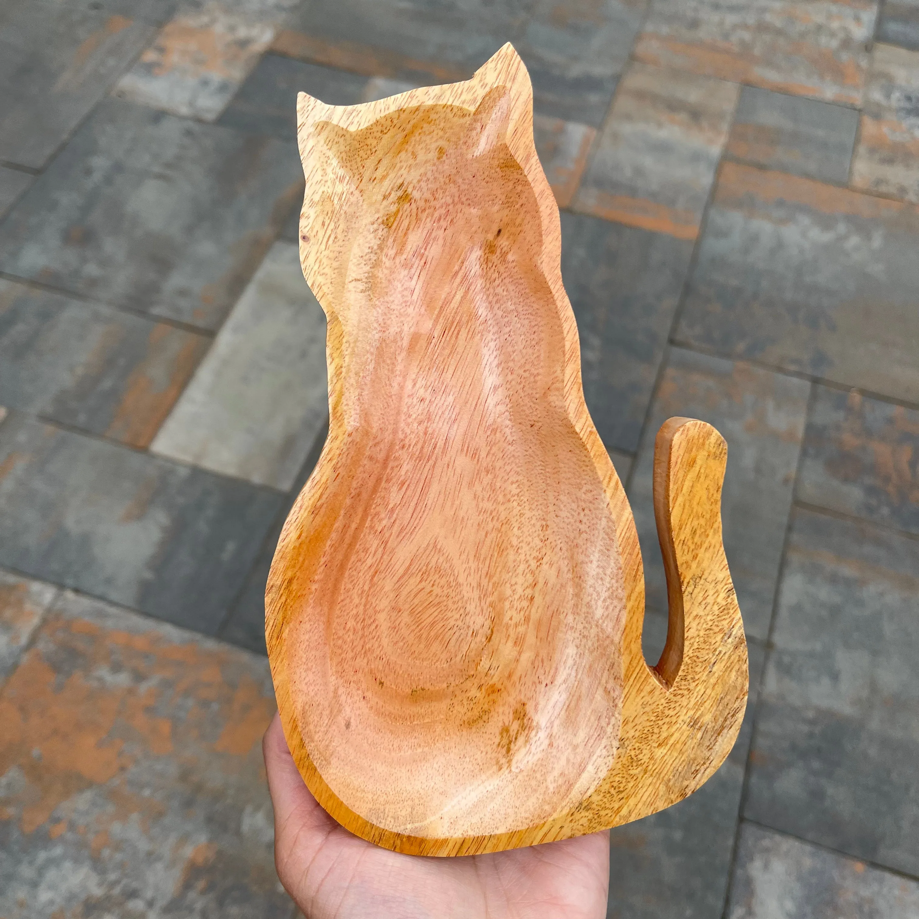 Wooden Cat Shaped Bowl